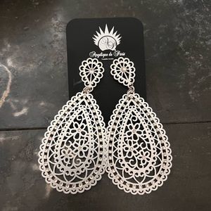 Angelique de Paris blue and white marquise earrings. Never worn. Statement.